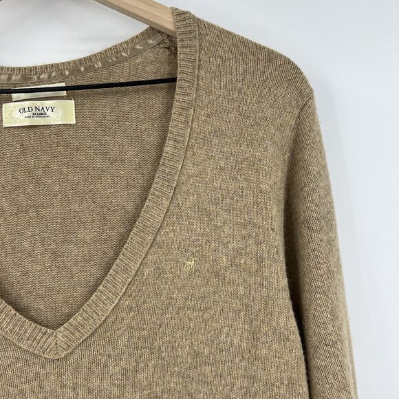 Vintage Old Navy Camel Tan V-Neck Perfect Fit 90's Y2K Sweater Wool Angora XXL - Picture 2 of 5
